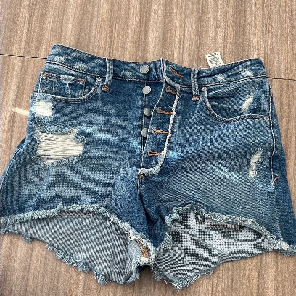 Good American Blue Distressed Jean Shorts